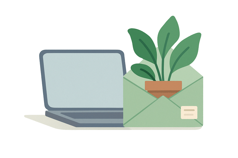 Illustration of a laptop with plants